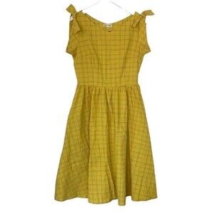 SAINT GERALDINE Albern Plaid Retro Chrissie Midi Dress Yellow Mod Pin Up Medium